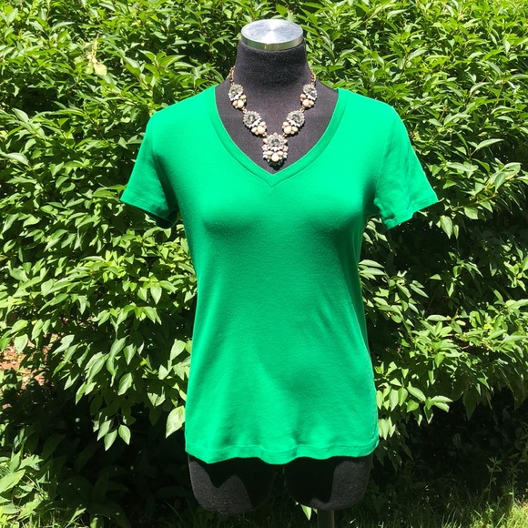 J Crew Emerald Green V Neck Tshirt Euc 